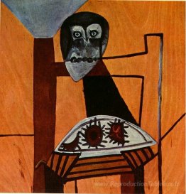 Hibou sur une chaise et des oursins