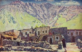 Géorgie. Kazbek. Shat-montagne et village