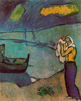 Mère et fils sur le rivage