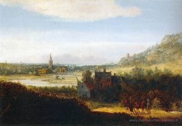 Paysage avec des hommes armés