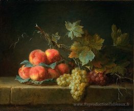Nature morte avec les pêches et les raisins