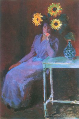 Portrait de Suzanne Hoschede avec des tournesols