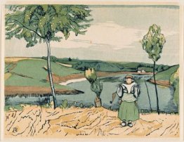 Fille néerlandaise dans le paysage