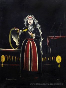 Femme géorgienne avec du tambourin