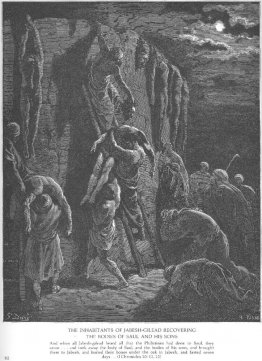 Les Jabesh-Gileadites récupèrent les corps de Saul et de ses fil