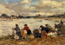 Blanchisseurs sur les rives des touques