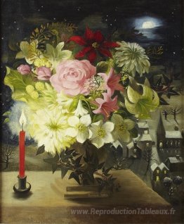 Nature morte hivernale avec bougie