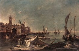 Paysage avec un pêcheur