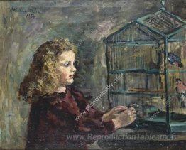 Une fille avec un oiseau