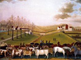 Une vue d'été indienne de la ferme et du stock de James C. Corne