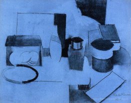 Nature morte, boîte de thé et pot de tabac
