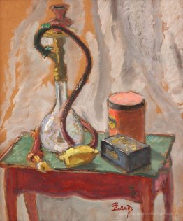 Nature morte avec Hubble-bubble et boîtes