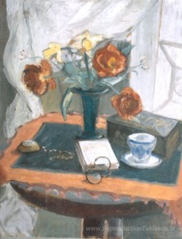 Nature morte avec pivoines et horloge