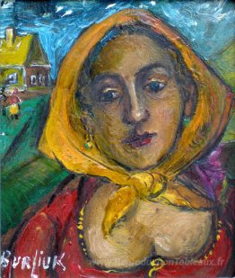 Femme avec écharpe jaune