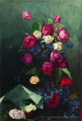 Nature morte avec des roses et des knapweeds