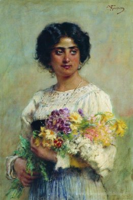 Fille avec un bouquet