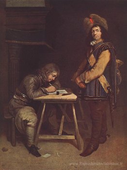 Officier rédigeant une lettre