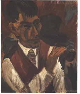Portrait d'Otto Mueller avec une pipe