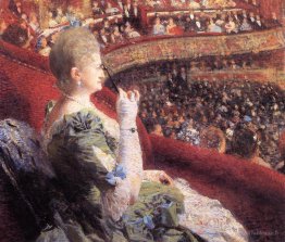 Madame Edmond Picard dans sa boîte au théâtre de la Monnaiie