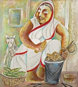 Femme vendant du maïs