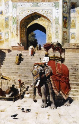Éléphant royal à la porte d'entrée du Jami Masjid, Mathura
