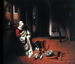Femme en train de cueillir un canard