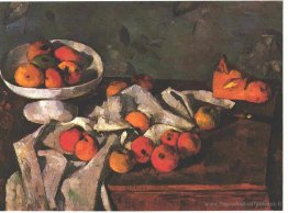 Nature morte avec un plat de fruits et des pommes