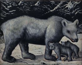 Ours blanc avec ses petits