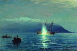 Planage du bateau à vapeur turc «Intibach» par des bateaux du na
