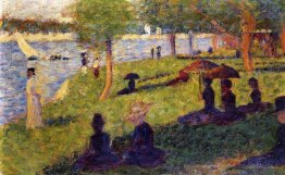 Femme pêche et figures assises