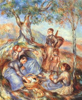 Les cueilleurs de raisin au déjeuner