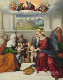 La Sainte Famille avec des saints