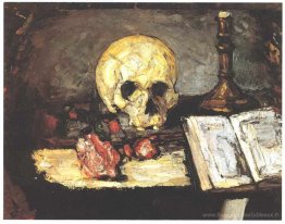 Nature morte avec crâne, bougie et livre