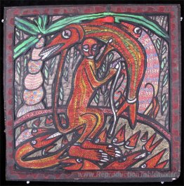 Singe avec poisson