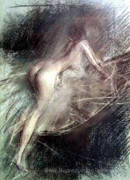 Jeune femme entrant dans le bain
