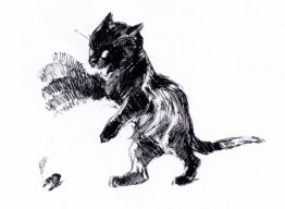La patte du chat dans le mouvement flou