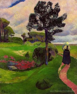 Mère et enfant dans un paysage breton