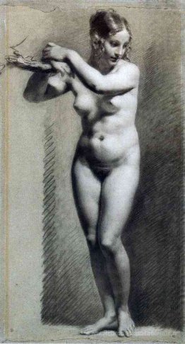 Dessin de nue femelle au charbon de bois et à la craie