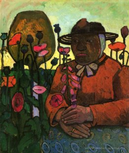 Vieille femme dans le jardin