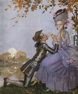 Une jeunesse à genoux devant une dame
