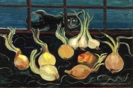 Nature morte avec chat et oignons