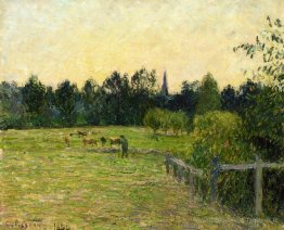 Cowherd dans un champ à Eragny