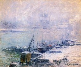 Le Pont Henri IV Notre Dame de Paris dans la neige