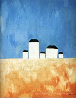 Paysage avec cinq maisons