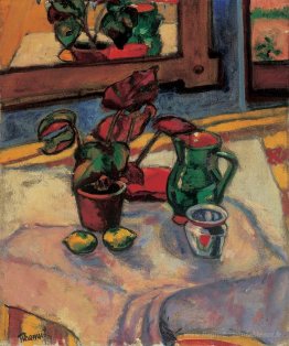 Nature morte avec des flux dans un pot