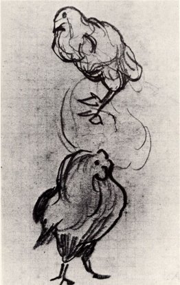 Croquis d'une poule et d'une bite