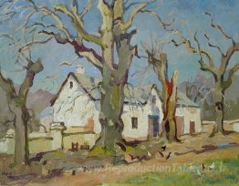 Ferme avec des chênes nus