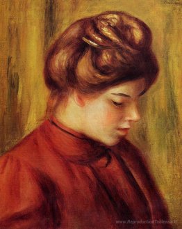 Profil d'une femme dans un chemisier rouge