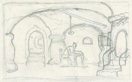 Croquis de paysage pour l'opéra de Mussorgsky "Boris Godunov"