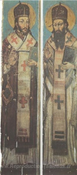 Icône de St. John Chrysostom et Saint-Basil le Grand du village